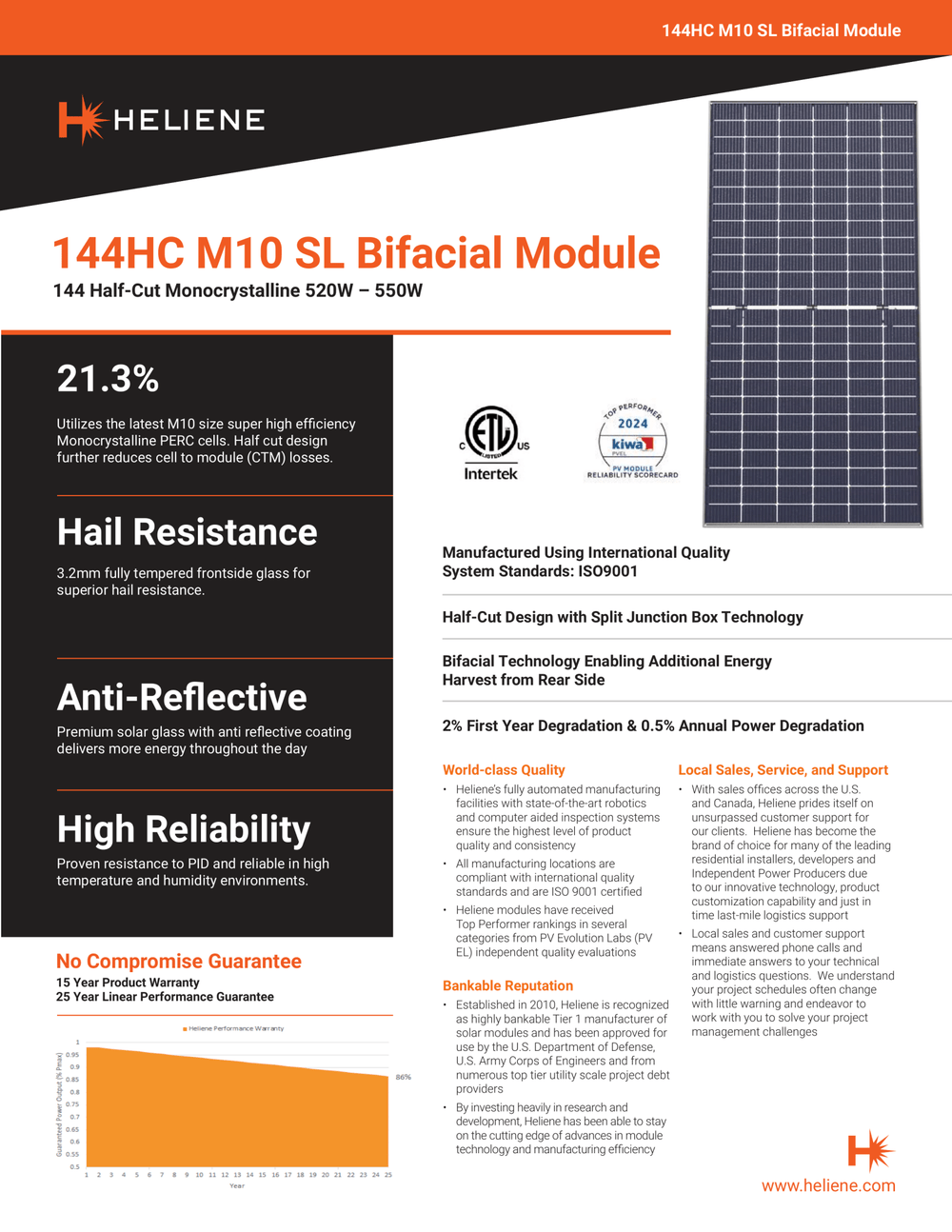 28 - Pack 540W Heliene American - Made Bifacial Tier 1 Panels - 15.12kW Pallet (144HC - 540 M10 SL) - Wholesale Pallet Deal pallet Clear Energy Partners