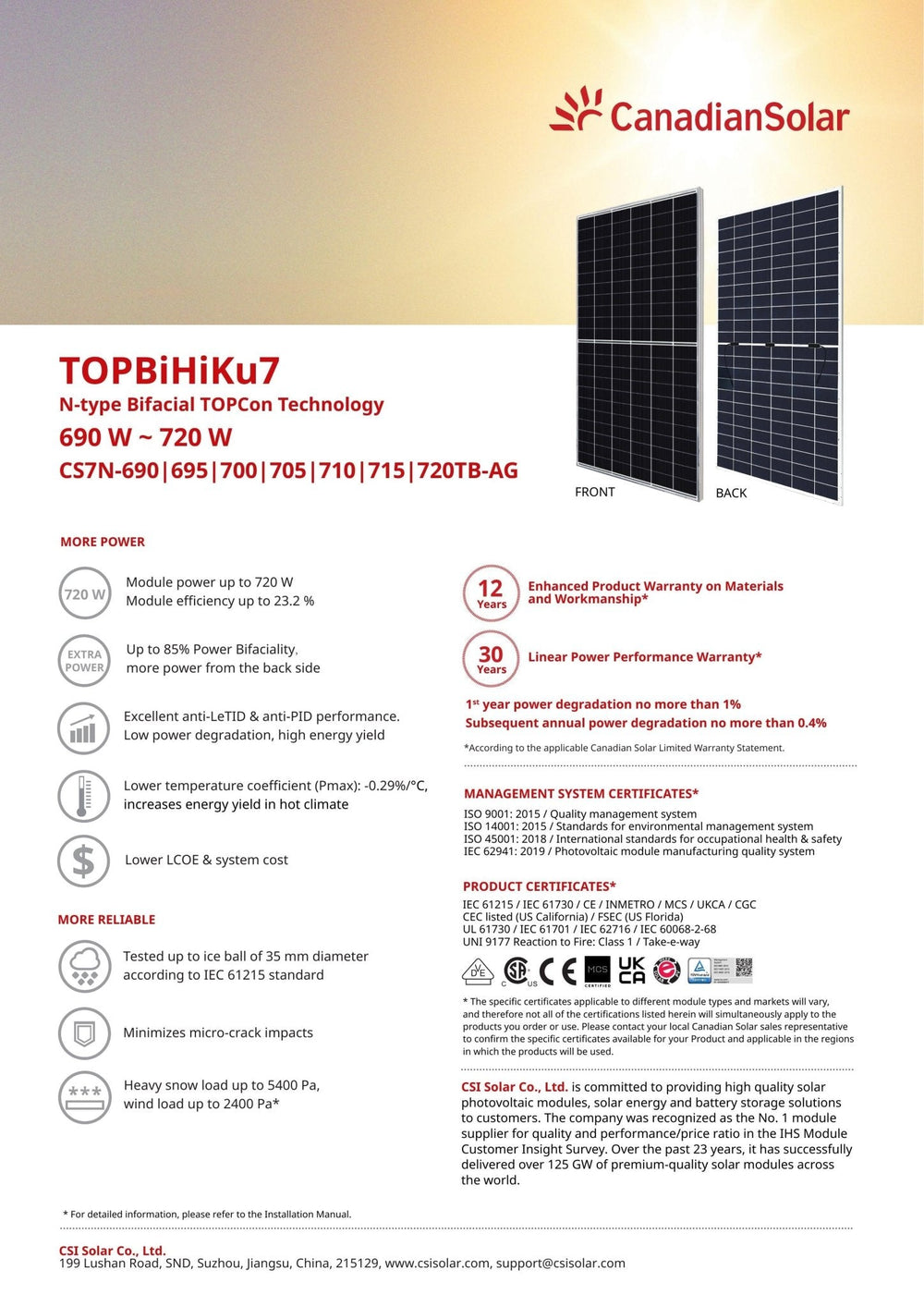 33 - Pack 705W Canadian Solar Tier 1 Bifacial Panels - 23.27kW Pallet (CS7N - 705TB - AG) - Wholesale Pallet Deal pallet Clear Energy Partners