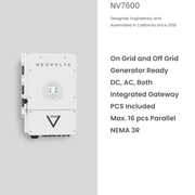 NeoVolta 7.6kW Hybrid Solar Inverter NV7600 – Grid - Tie & Off - Grid, 120/240V, Whole Home Backup string Clear Energy Partners